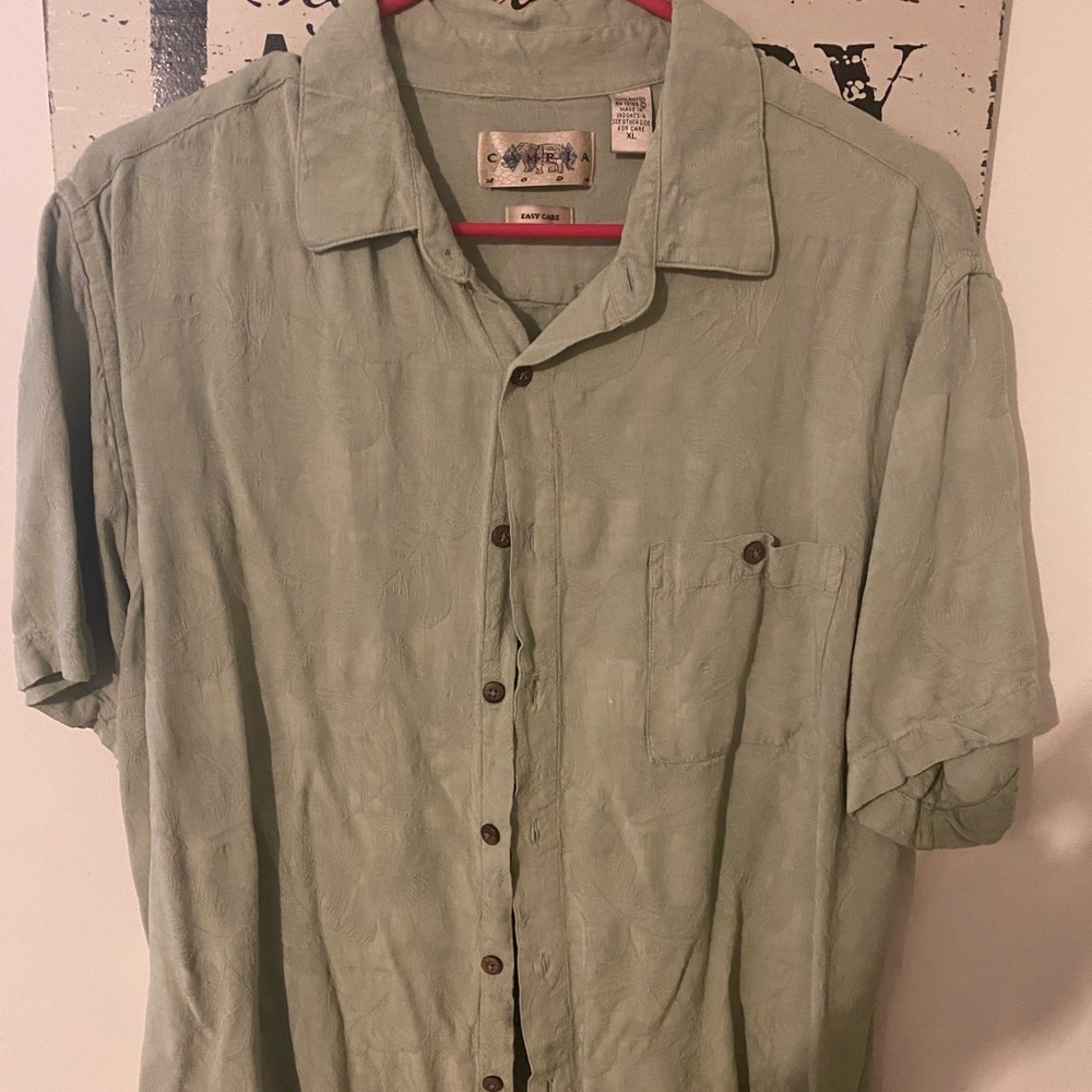 Vintage campia green button up tropical shirt